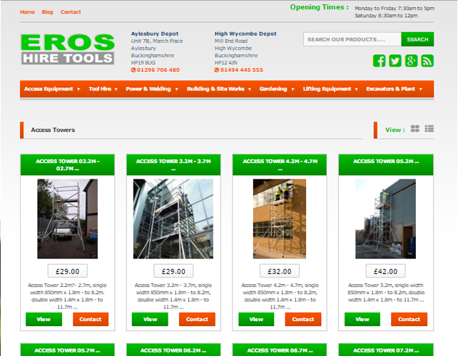 Website for Tool Hire Business
